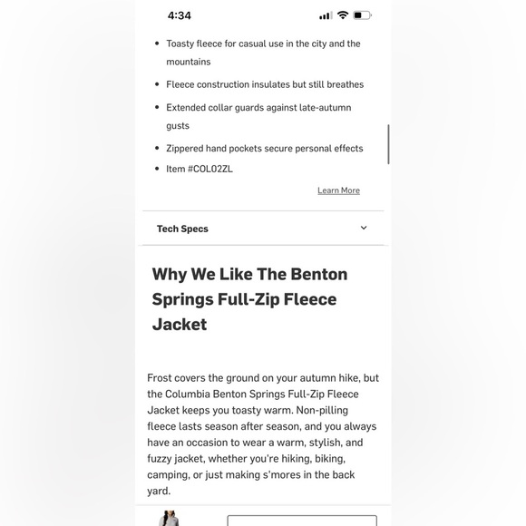 Columbia Benton Springs Full Zip Fleece Hoodie Pale Orange - Picture 8 of 8